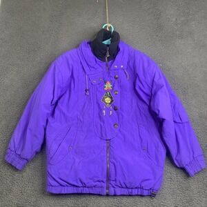 VINTAGE Bogner Jacket Womens Size 6 Purple Embroider Ski Made in USA 90s